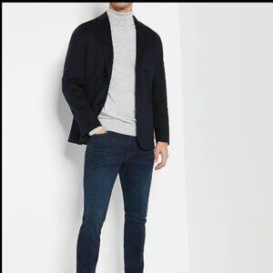 EXPRESS WOOL BLEND NAVY BLUE 2 BUTTON FELTED PATCH POCKET BLAZER $248 M